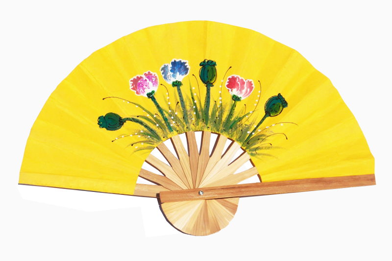Hand painted - Six Flowers on Gold - paper wedding fan Hand painted Six Flowers on Gold paper wedding fan