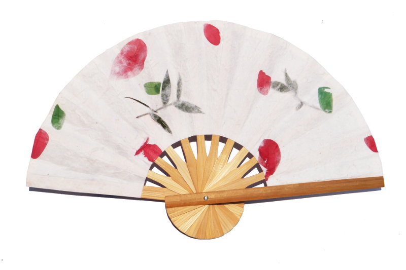 Pressed flowers in White (1)  paper wedding fan