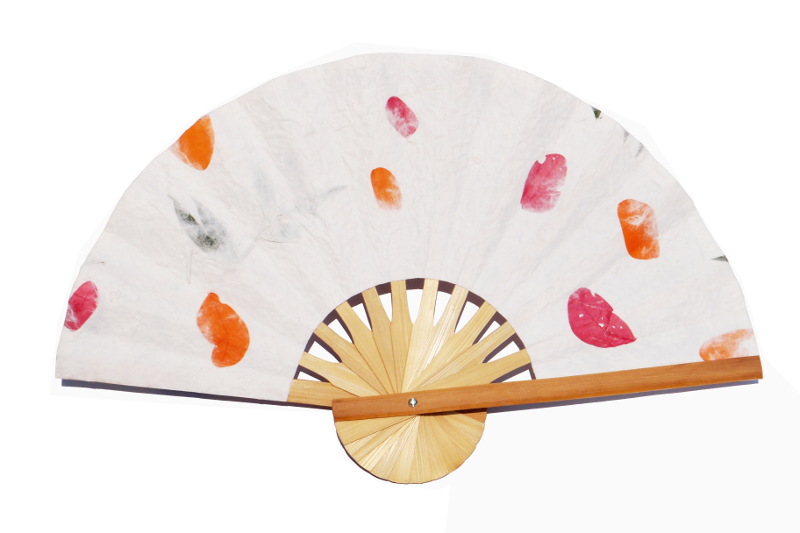 Pressed flower petals in White (3) paper wedding fan