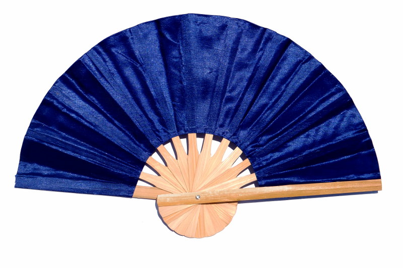 Deep Blue solid color silky fabric wedding fan