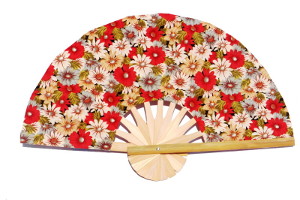 Fabric Wedding Fans with Printed Flowers