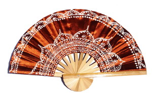 Silky Fabric Wedding Fans with Hand Painted Designs