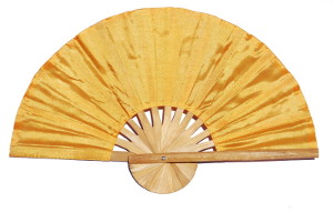 Wholesale bamboo wedding fans in silky fabric solid colors