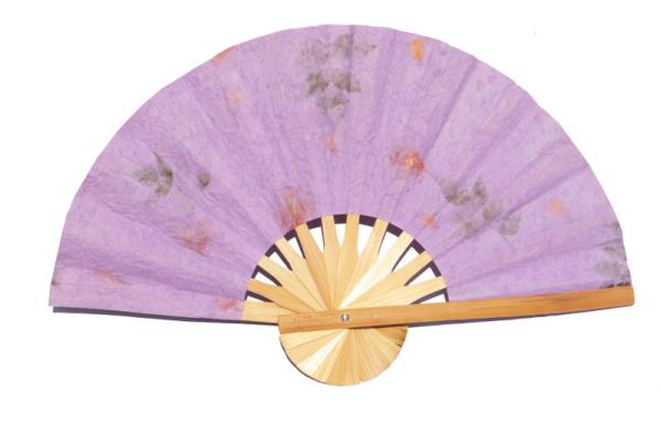 Pressed flowers in Light Plum paper wedding fan