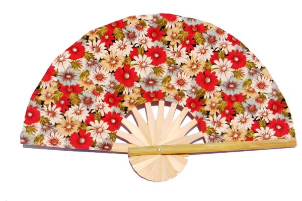 Design Pattern 07 fabric wedding fan with printed flowers