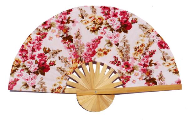 Design Pattern 08 fabric wedding fan with printed flowers