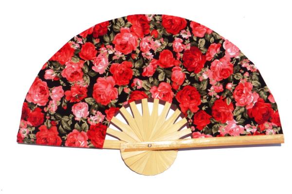 Design Pattern 11 fabric wedding fan with printed flowers