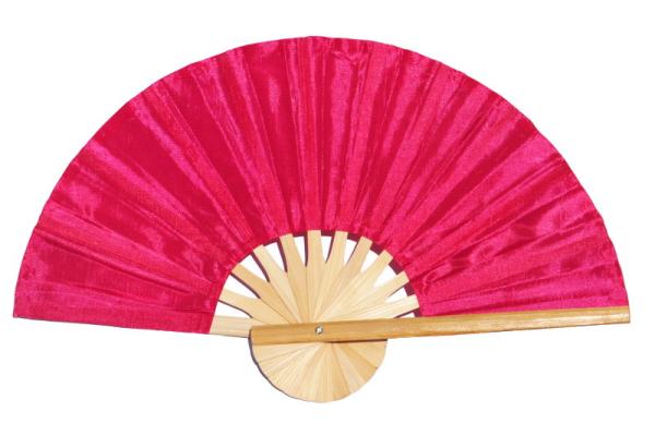 Crimson solid color silky fabric wedding fan