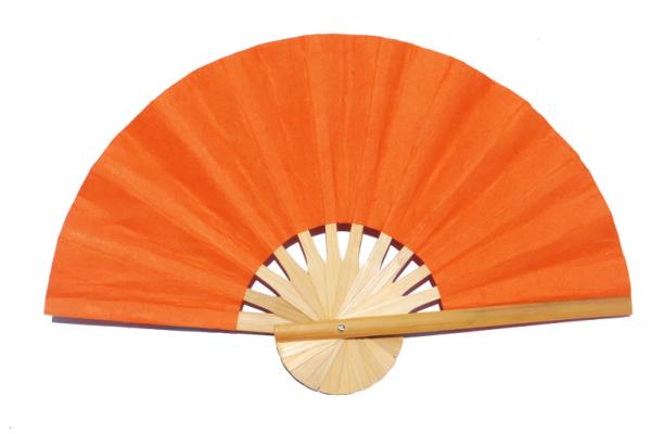 Paper wedding fan in solid color Light OrangeRed. Handmade with bamboo and mulberry paper.