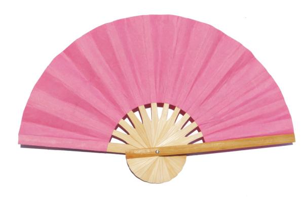 Paper wedding fan in solid color Light Pink. Handmade with bamboo and mulberry paper.
