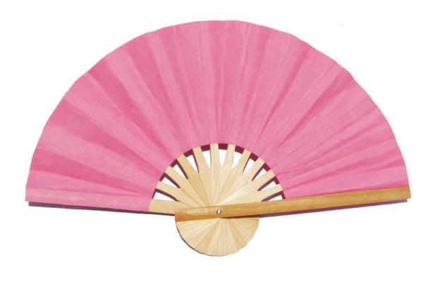 Paper wedding fan in solid color Light Pink. Handmade with bamboo and mulberry paper.