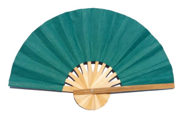 Paper wedding fan in solid color SeaGreen. Handmade with bamboo and mulberry paper.